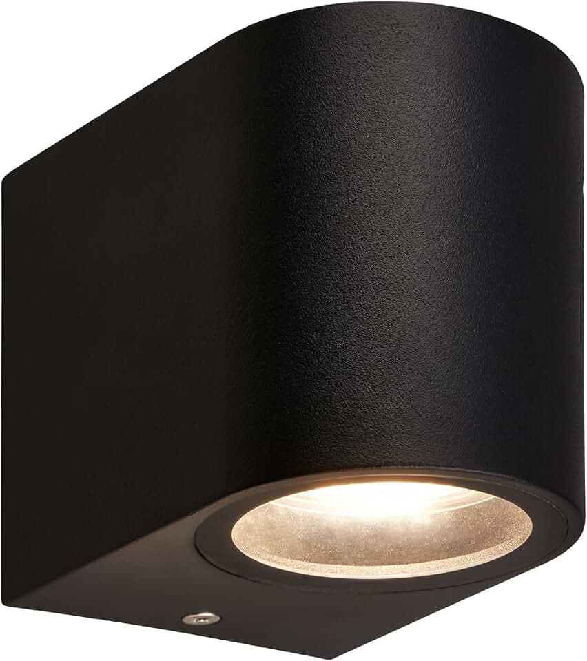 TELEFUNKEN - Wandleuchte Aussen mit Spritzwasserschutz, GU10 Fassung, max. 3 Watt, Aussenlampe, Wandlampe, Strahler, Außenbeleuchtung, Außenleuchte, Außenwandleuchte, 8x7x9 cm, Schwarz