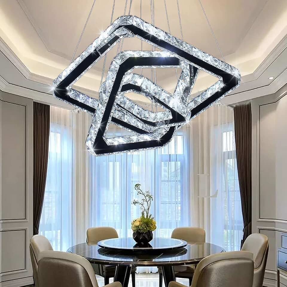 48W LED Kristall-Deckenleuchte Quadrat Kaltweiß