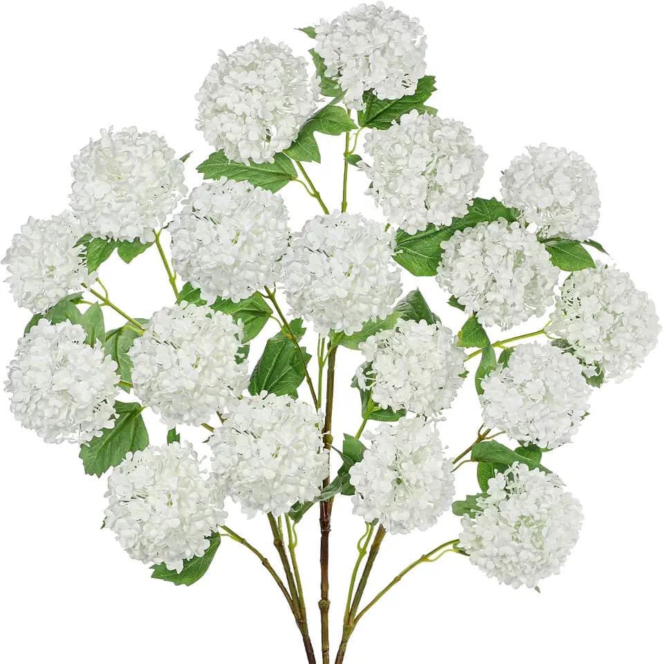Villa Como 37.4" White Hydrangea Artificial Flowers Spray with 6 Heads