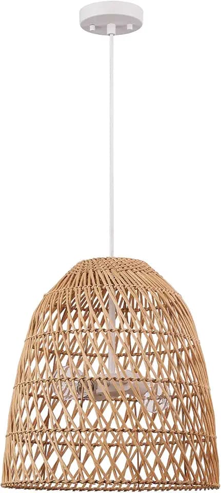 Globe Electric 65940 Galen 2-Light Chandelier, Bamboo Shade, White Canopy and Cord
