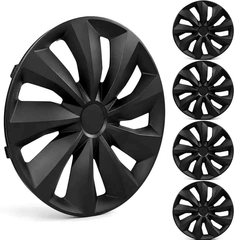 MIKKUPPA 16 Inch Hubcaps, 4 Wheel Covers for Steel Wheels, Gloss Black