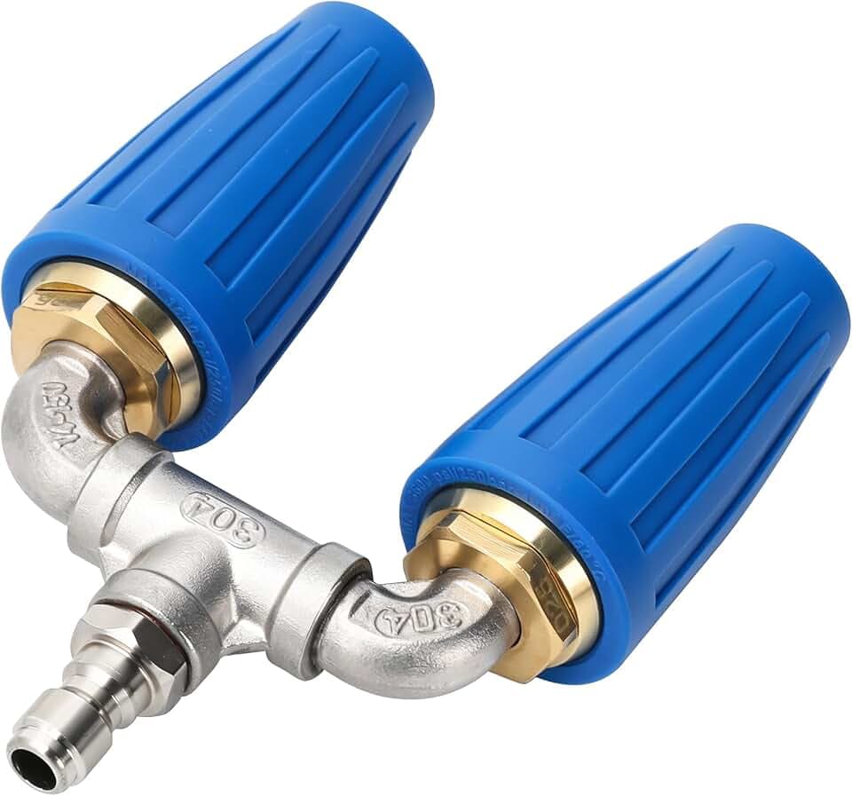 Dual Turbo Nozzle for Pressure Washer, 360° Rotating Power Washer Nozzle with 1/4" Quick Connect, 2.5 Orifice Dual Turbo Nozzle, 4-6 GPM, Up to 4000 PSI (Blue)