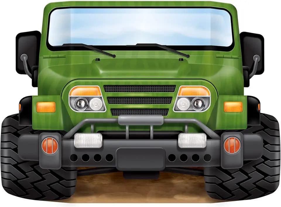 Beistle Jungle Safari Jeep Photo Prop Backdrop for Birthday Party Supplies, Multicolored
