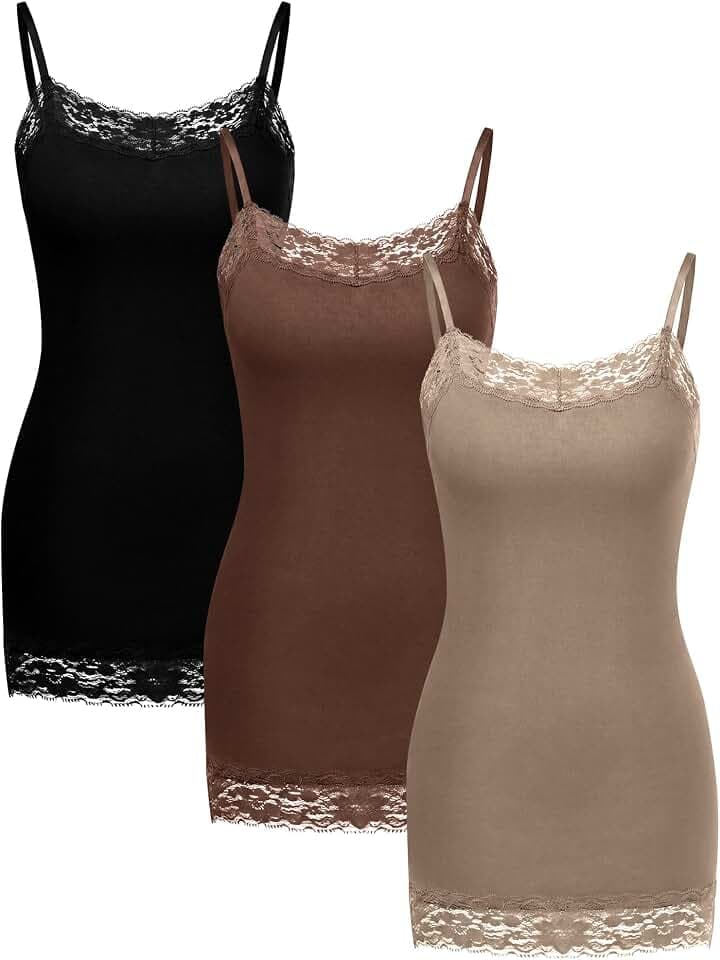 SATINIOR Women Long Camisoles Lace Tank Tops