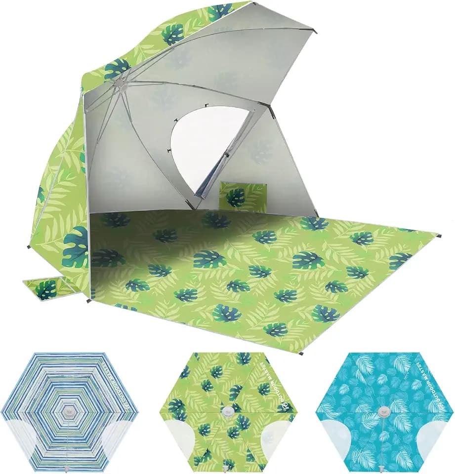 OutdoorMaster Pop Up Beach Umbrella, Portable Tent Shelter