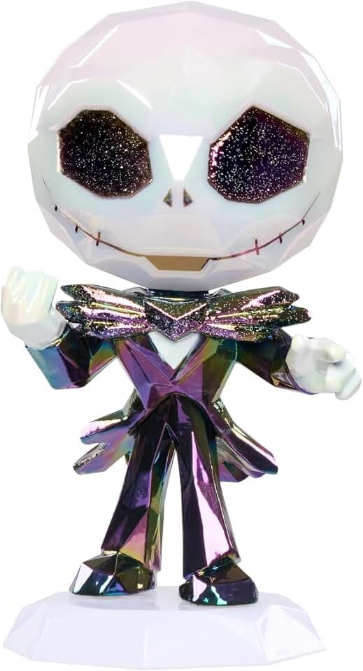 Just Play Disney Tim Burton‘s The Nightmare Before Christmas – Große Jack Skellington-Sammelfigur, Wackelkopffigur, schillerndes Plastik mit glitzernden Augen, Kinderspielzeug ab 3 Jahren