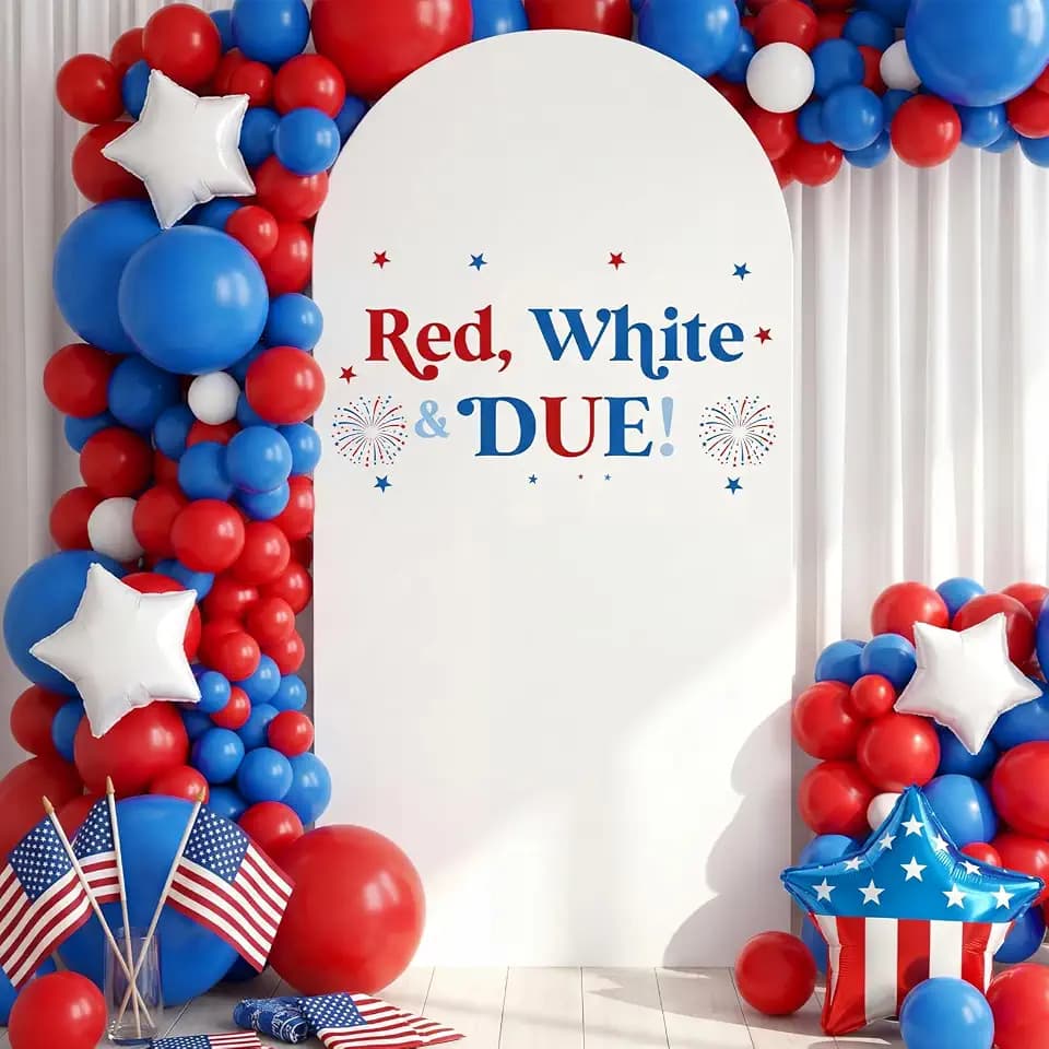 Hunnmingre 4th of July Red White & Blue Baby Shower Arch Backdrop Decor