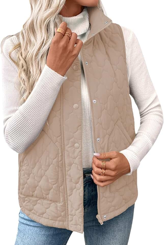 EVALESS Womens Puffer Vest Trendy Lightweight Quilted Jackets