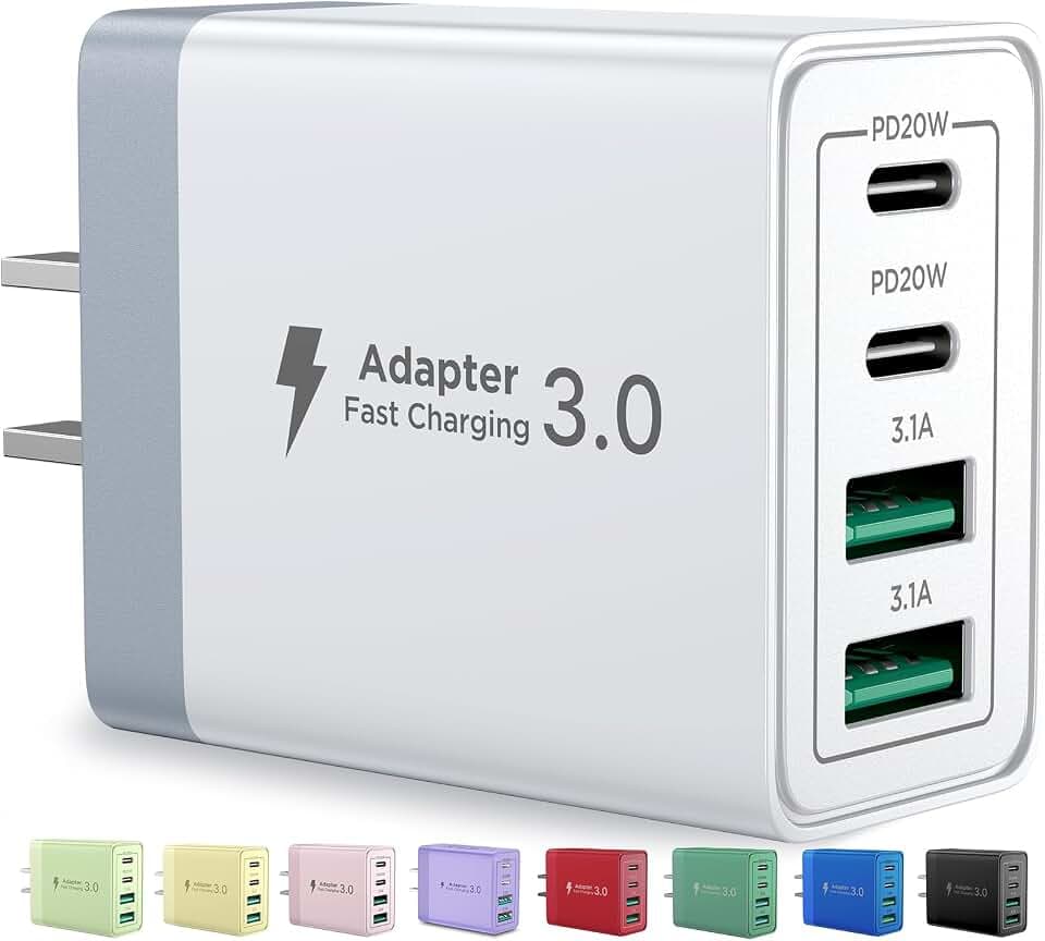 Aioneus USB C Charger Block, 40W Fast Charging Block Type C Charging Block 4-Port Dual Port PD+QC Wall Charger Cube for iPhone 17 16 15 14 13 12 11 Pro Max XS, iPad, Samsung Phone, Tablet