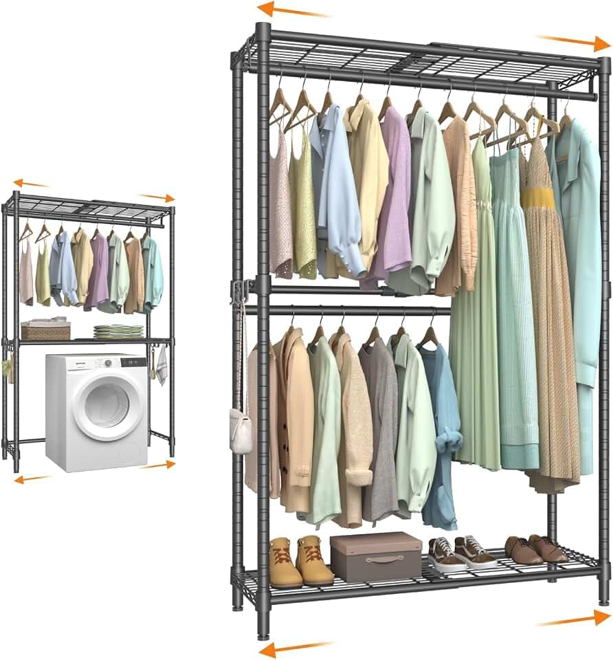 Expandable Closet Organizer System Adjustable Clothes Rack