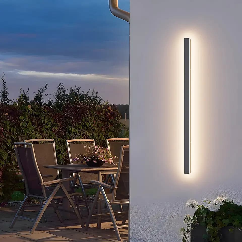 K-Bright 35W Lange Aussenlampe Villa Wandleuchte Anthrazit Warmweiß 3000K