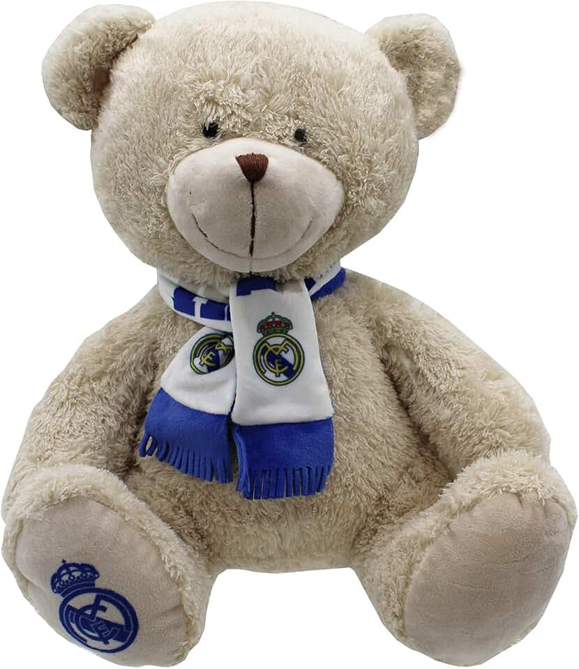 CYPBRANDS M-31-RM Bär mit Schal 35 cm Real Madrid plüschtiere, Mehrfarbig