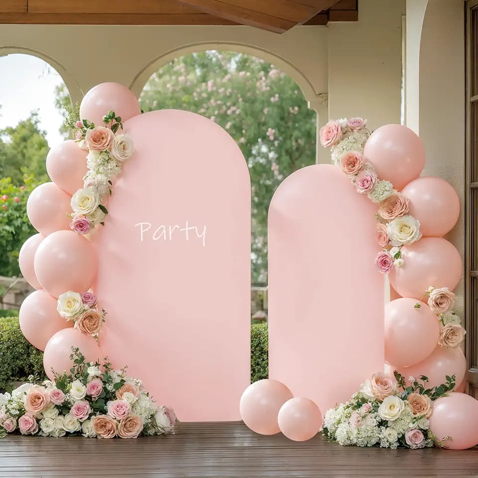 Pink Arch Cover 2 Set - 7.2 and 6ft Pink Arch Backdrop Cover Spandex Wedding Arch Stand Covers for Birthday Party Baby Shower Girls Bridal Shower Photo Balloon Arch Covers Stretchy Backdrop Background