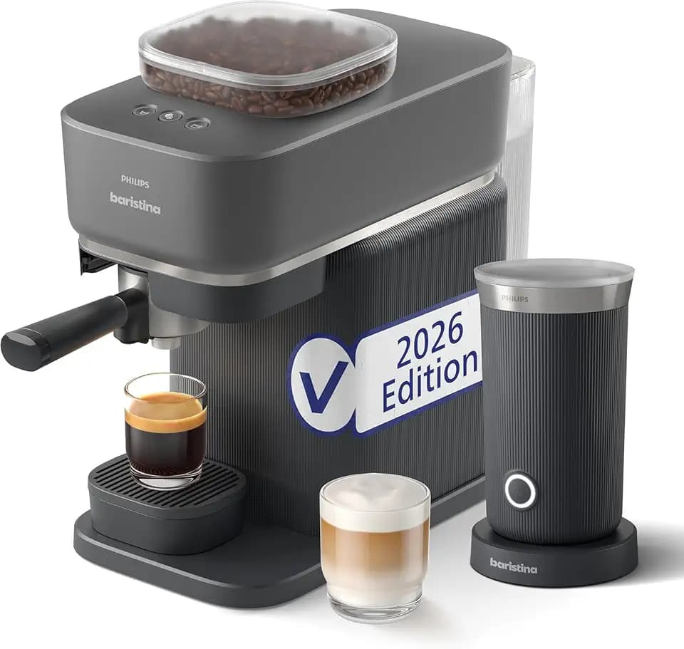 PHILIPS Baristina Espressomaschine mit Milchaufschäumer, Schwarz, 16 Bar