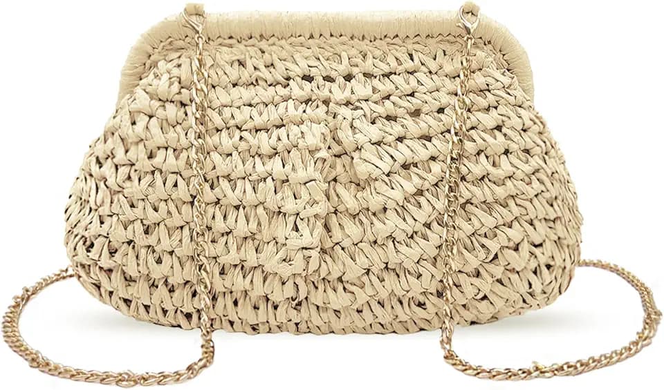 Beurlike Straw Clutch Purses for Women Crossbody Vacation handbags Woven Boho Pouch bags summer Beach Evening Bags