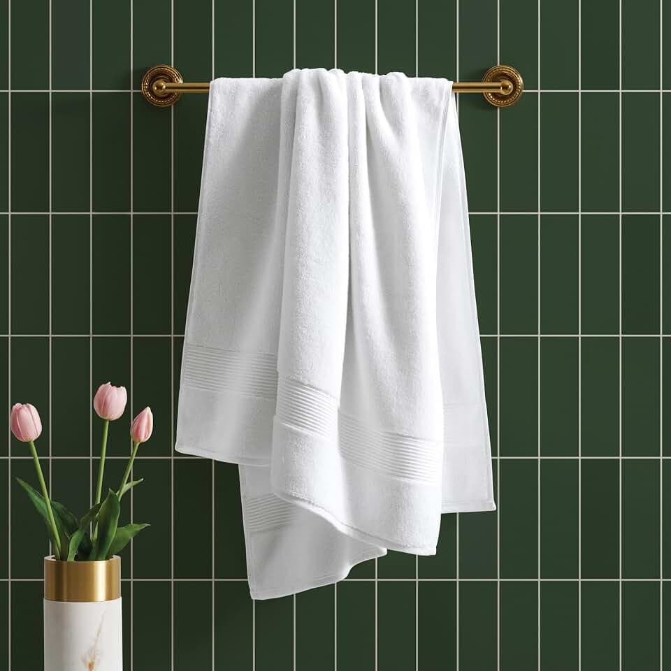 Ted Baker Cotton Bath Towel Soft, Highly Absorbent, 30 x 56, White, 1 Pc
