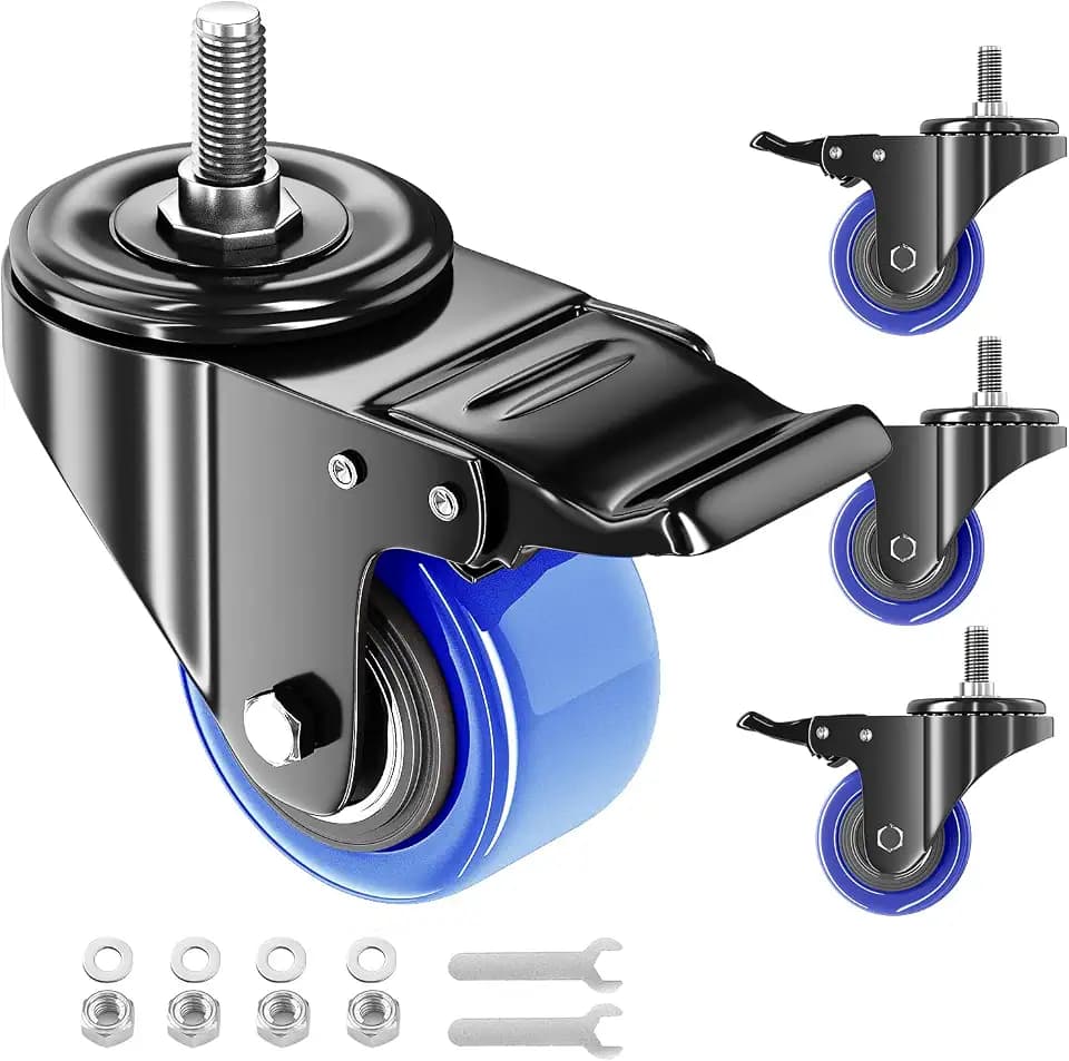 2" Caster Wheels Set of 4 Heavy Duty 5/16 Threaded Stem Casters