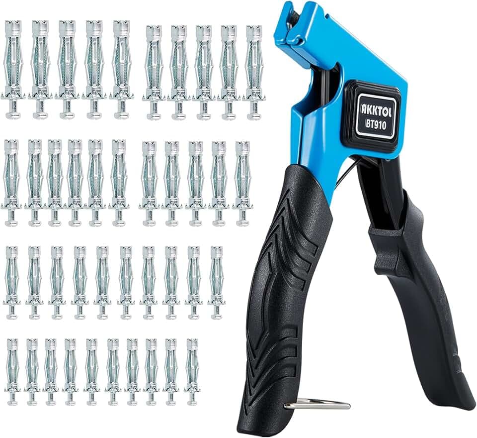 AKKTOL Montagezang für Hohlraumdübel Zange Set mit 40 Teil Hohlraumdübel Metal in 6 Größen für M3/M4/M5/M6/M8 Molly-Schraube