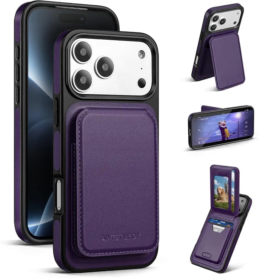 Antsturdy for iPhone 18 Pro Max / 17 Pro Max Phone Wallet Case,Purple