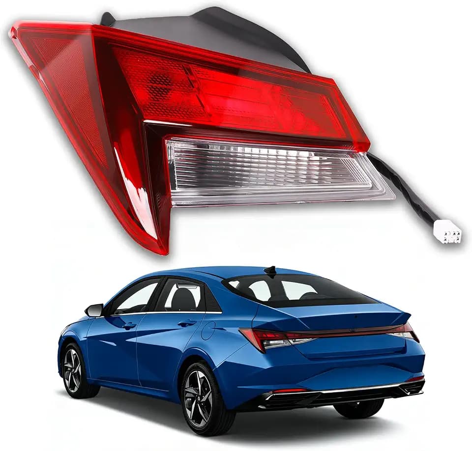 Left Side Driver Side Tail Light Fit For Hyundai Elantra 2021 2022 2023 Sedan Halogen Rear Lamp (NO Turn Signal Bulb Hole) Replaces 92401-AB000 HY2804169