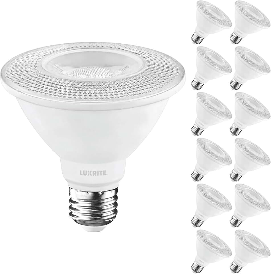 LUXRITE PAR30 Short Neck LED Flood Light Bulb, 75W Equivalent 4000K 12 Pack