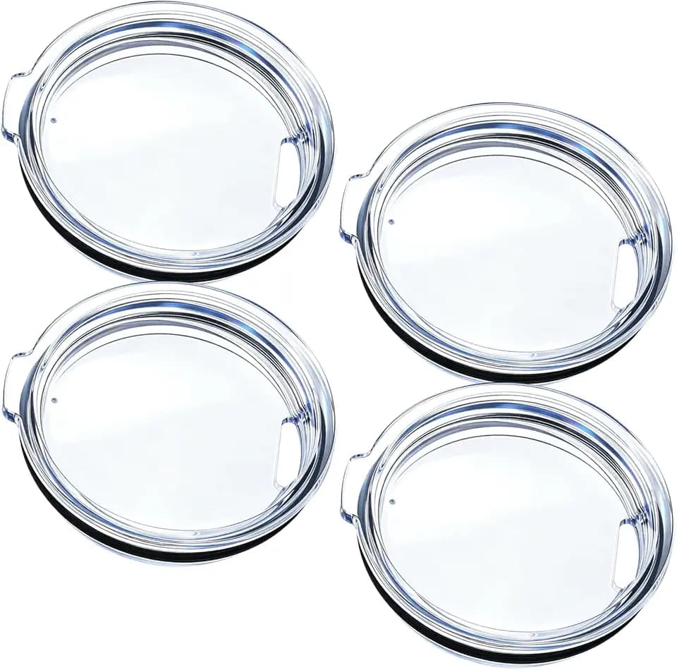 4 Pack Replacement Lids for 20 oz Tumbler, Spill Proof Splash Resistant Silicone Sliding Covers Fit Inner Diameter 3.25 Inch Tumbler Cup, BPA-free & Straw Friendly (20 Ounces, Hole Lid)