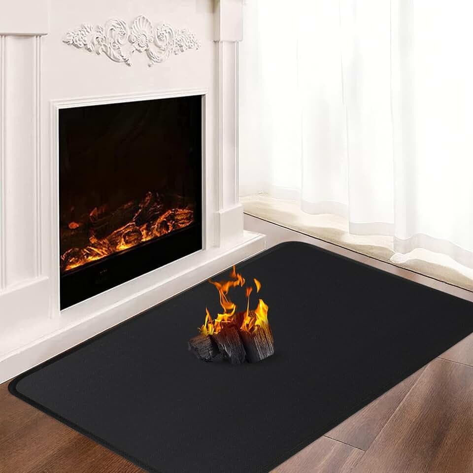 Feuerfeste Unterlage für Kaminofen, 100 x 60 cm, 1mm stark, Schwarz