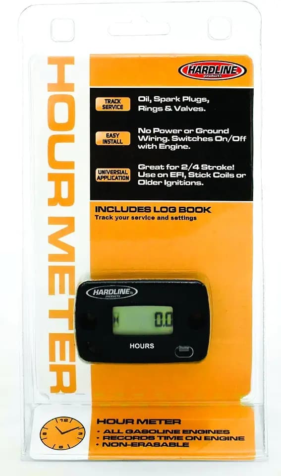Hardline Products USA Inductive Hour Meter for All Gasoline Engines – Waterproof Maintenance Gauge for Motorcycle, ATV, PWC, Boat & Generator – HR-8063-2