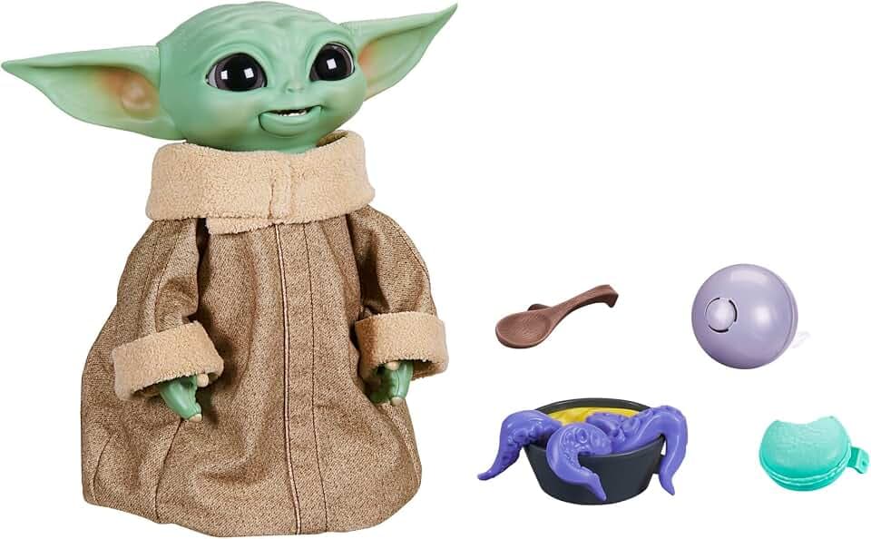 Star Wars Hasbro Galactic Snackin Grogu, Elektronische Figur mit über 40 Sound und Bewegungskombinationen, interaktive Accessoires, Multi, Einheitsgröße, Große: 23,5 cm