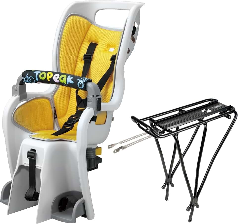 Topeak BabySeat II with MTX 2.0 Rack for 26” Non-Disc Bikes – Child Seat with Suspension System, Adjustable Harness, Wrap-Around Safety, Roll Bar Handle, QuickTrack Compatible, 60 lb Capacity, TCS2208