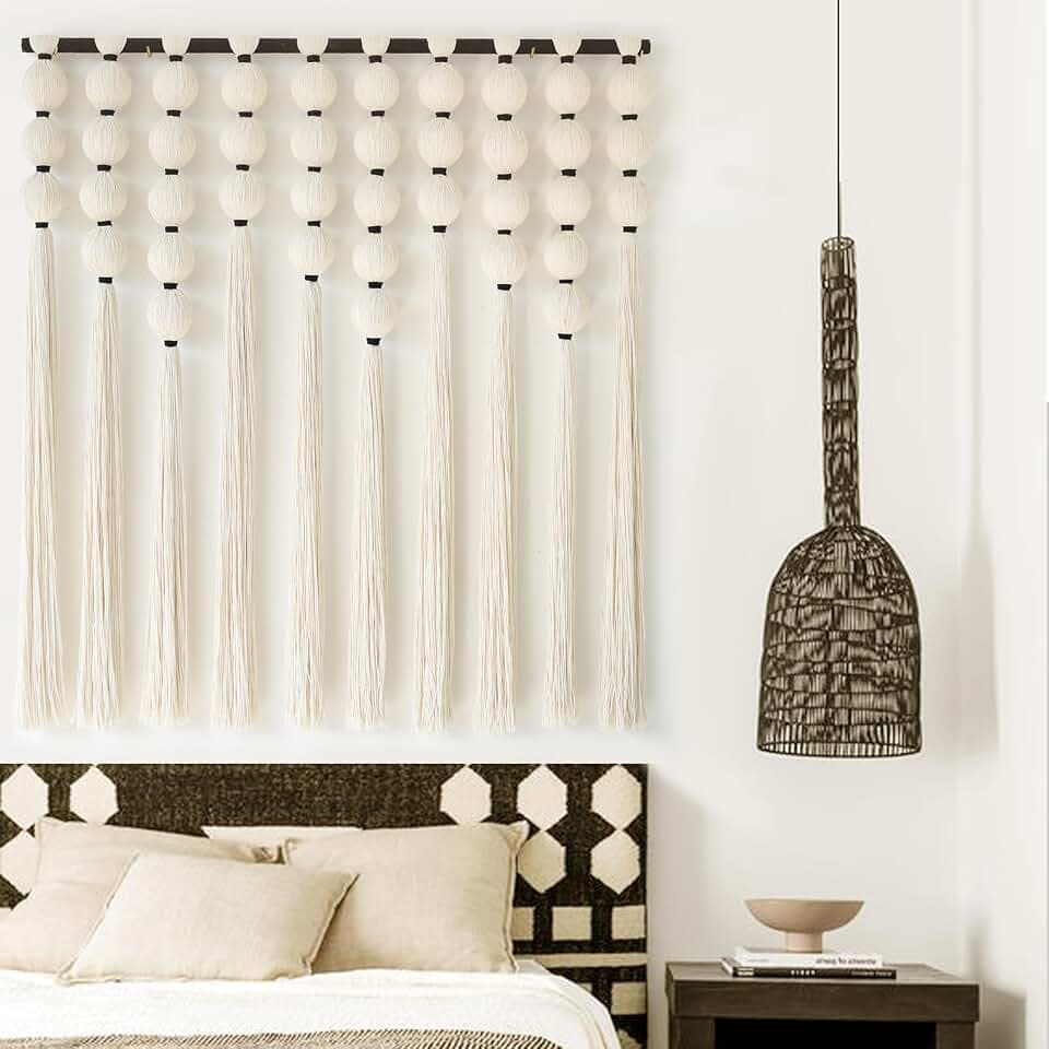 IOWER Large Macrame Wall Hanging Macrame Wall Decor Sphericity Cotton Textile Wall Hanging Boho Wall Decor Art Fiber Yarn Art Handmade 39" Wx39 L