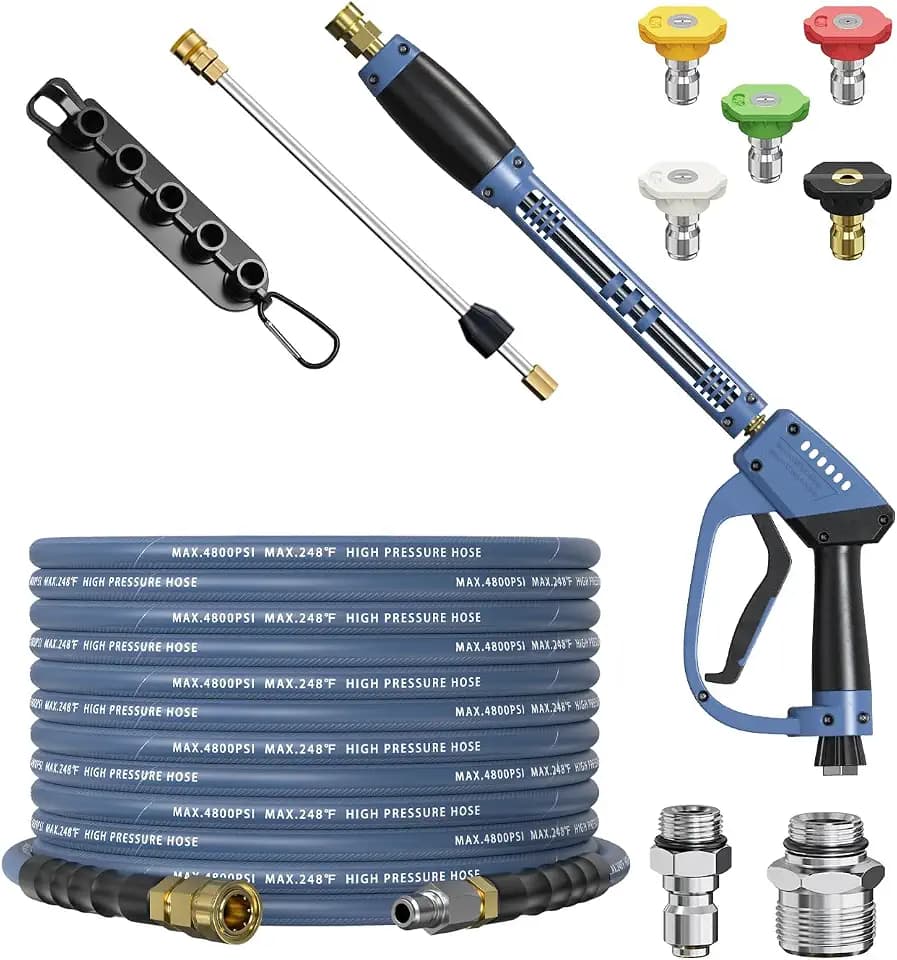 Pressure Washer Gun and Hose Kit, 4800PSI Power Washer Hose 50FT