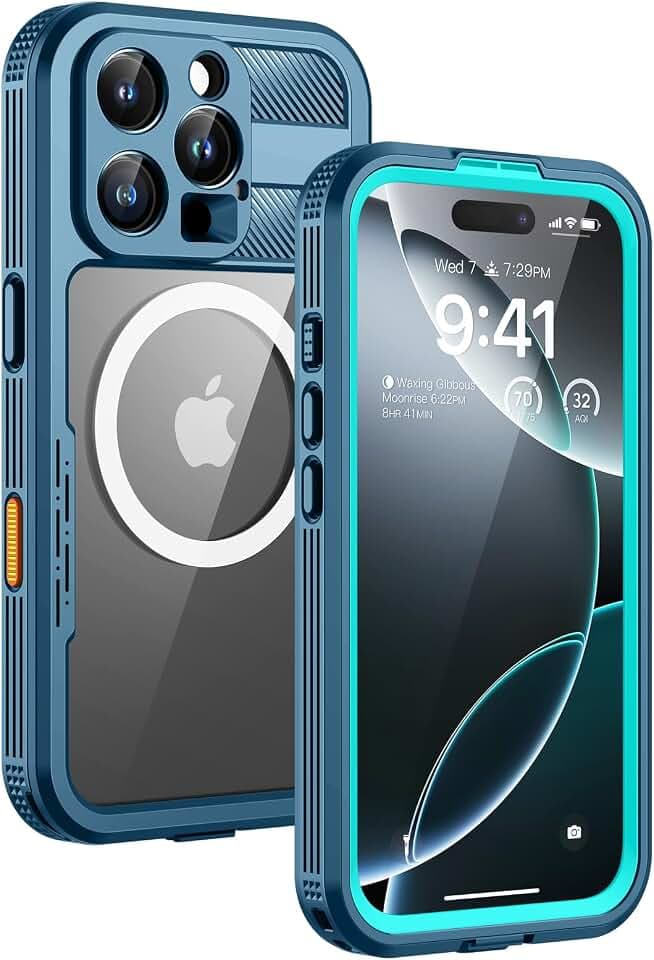 Lanhiem Magnetic for iPhone 16 Pro Max Waterproof Case, Blue