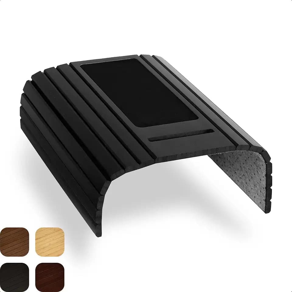 Tuko Armlehne Sofatablett mit Handyhalterung - Bambus Couchtablett Schwarz
