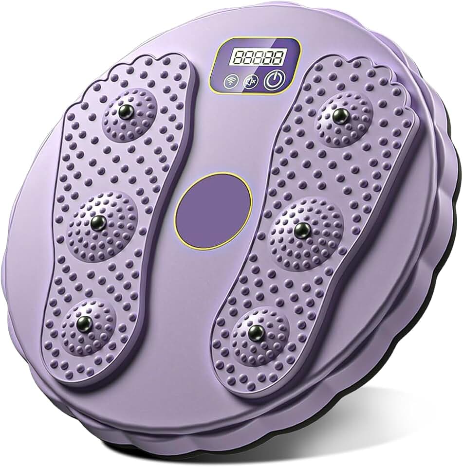 Taillentwister mit Zähler,Anti-Rutsch Twist Waist Disc,Taille Drehscheibe mit Fußsohle Massage, Taille Drehscheibe Hüfttrainer für Hüften und Taille Bewegung,Maximale Tragfähigkeit 300 kg, Lila