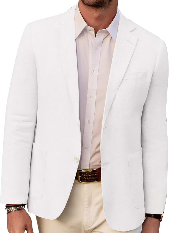 PJ PAUL JONES Herren Casual Sakko Slim Fit Leinen Jacke 2 Knopf