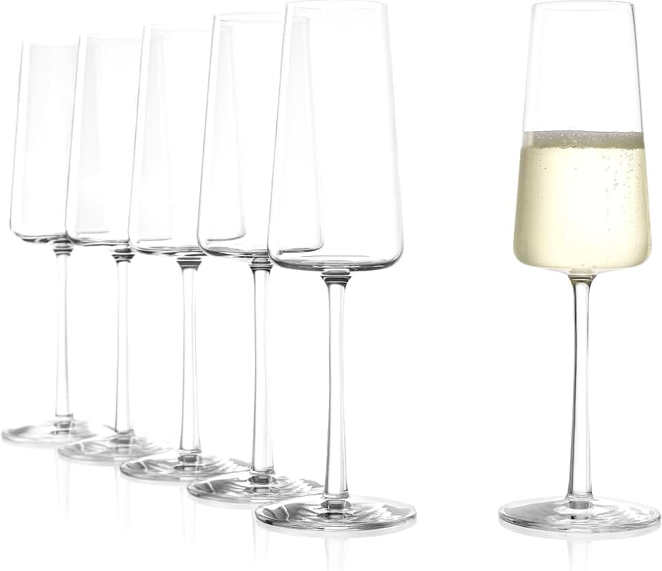 Stölzle Lausitz Power Champagne Flutes Crystal, 8 oz, Set of 6