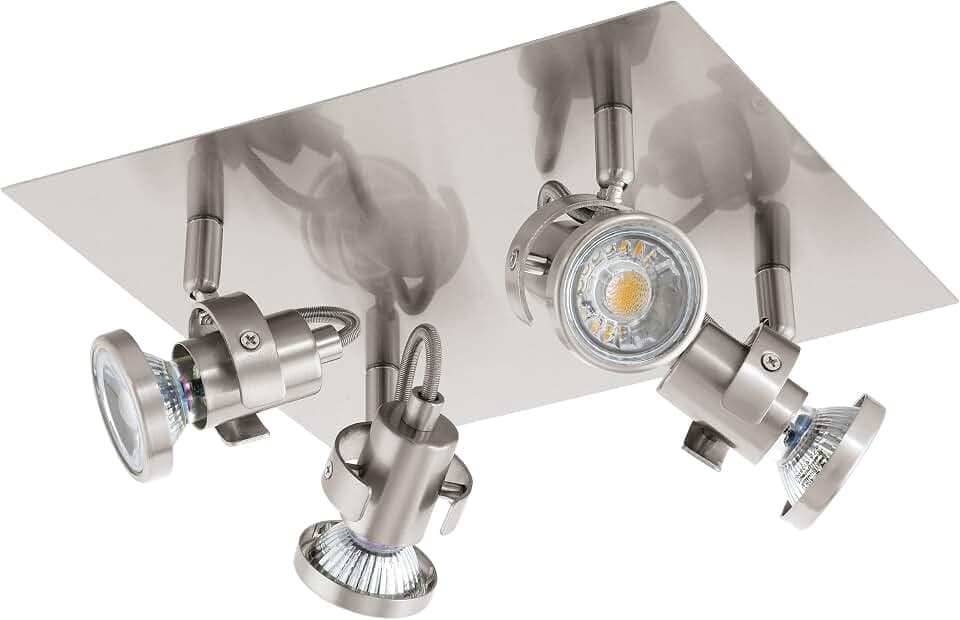 EGLO LED Deckenlampe Tukon 3, Deckenstrahler, Stahl in nickel-matt