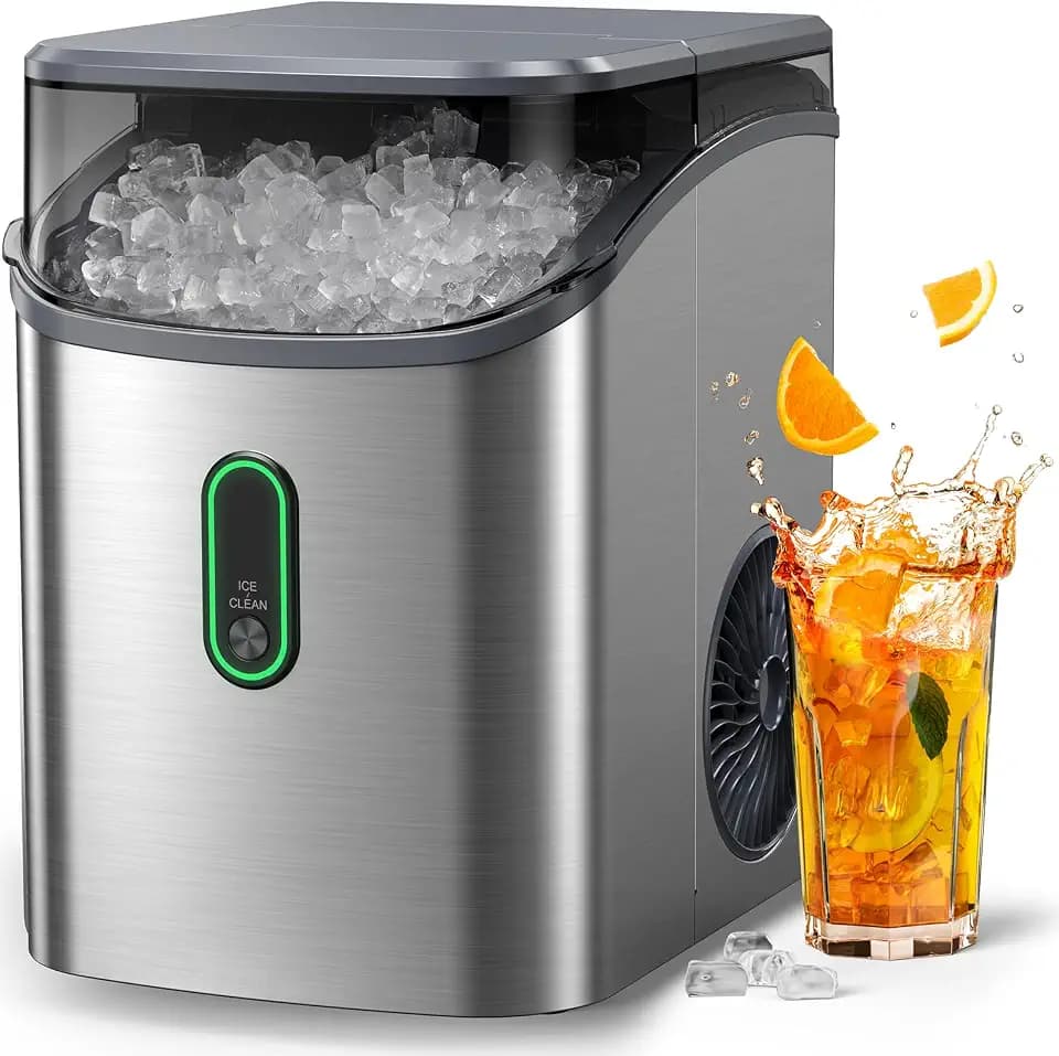 Silonn Nugget Ice Maker Countertop, Chewable Pebble Ice Machine, 33 lbs Daily Output, Includes Ice Scoop, Portable Pellet Ice Maker with Self-Cleaning, for Home Kitchen Office Use, Black