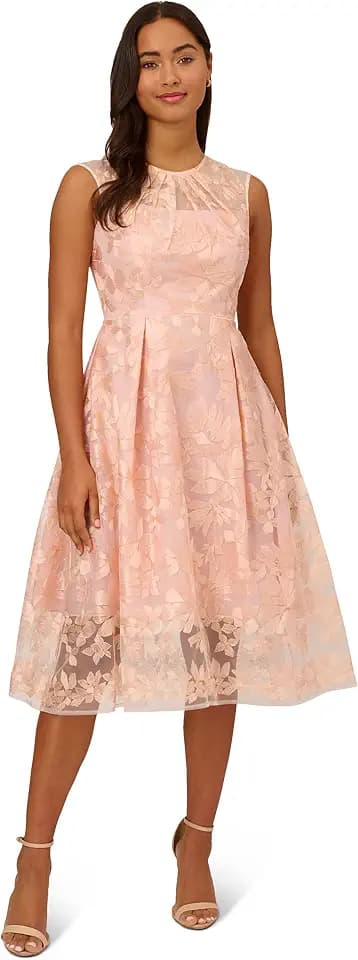 Adrianna Papell Women's Embroidered Midi Fit and Flare