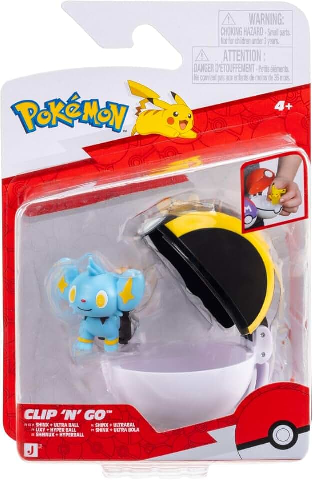 Pokémon PKW4607 - Clip ‘N’ Go Pokéball - Sheinux und Ultraball, offizieller Pokéball mit beweglicher 5 cm Figur