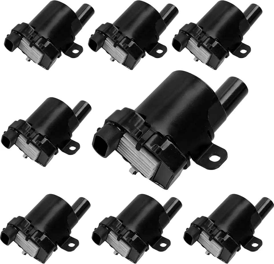 HQPASFY UF262 Ignition Coils Pack Set of 8 Compatible with Chevy Avalanche Express Silverado 1500 2500 3500 GMC Savana Sierra Cadillac Buick V8 4.8L 5.3L 6.0L Rapalce# D585 GN10119 (Round Coils)