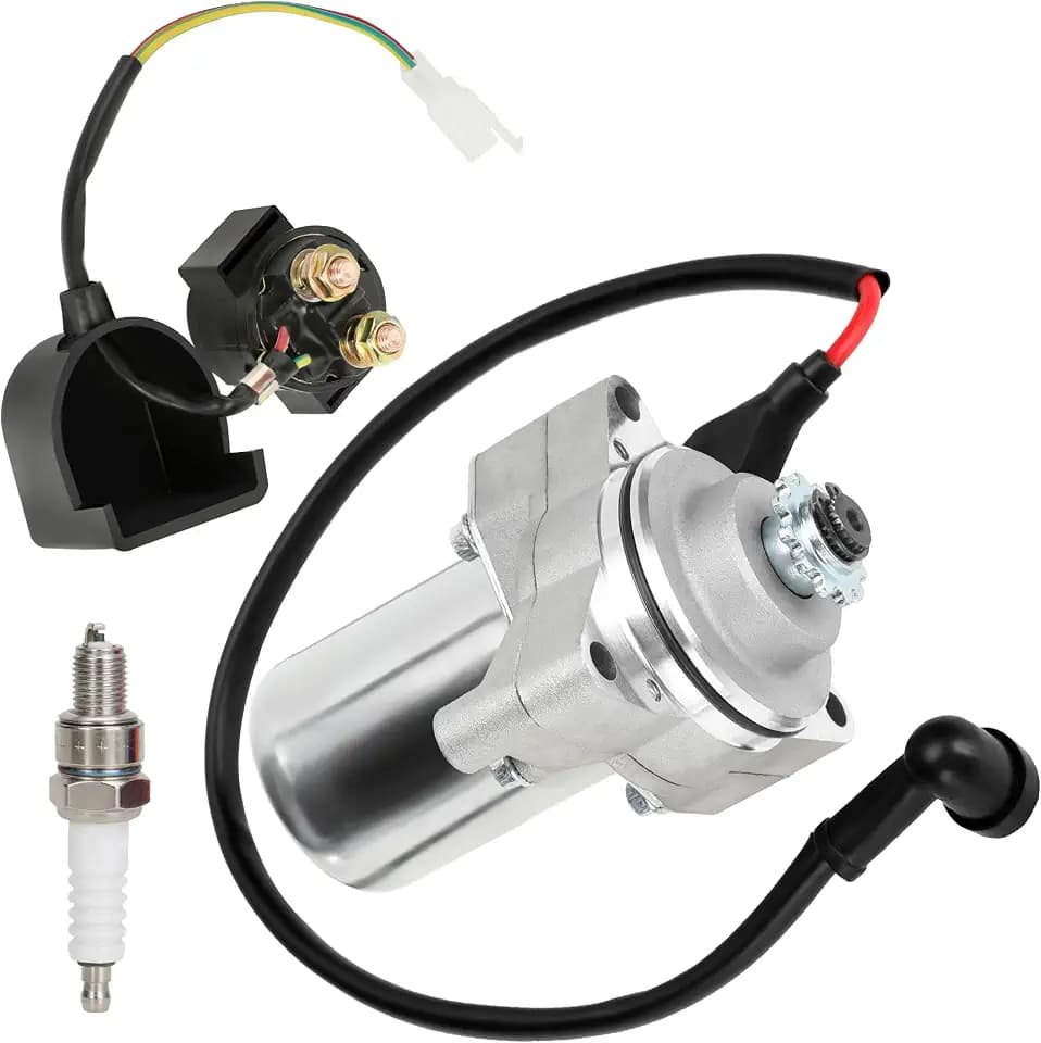 GREHUA 3 Bolt Starter Motor & Solenoid Relay Compatible with Tao tao Coolster 125cc 110cc 50cc Coleman Kazuma Baja Vitacci 4 Wheeler Quad Chinese ATV Parts Sandrail Roketa SSR Lifan Go Kart Pit Bike