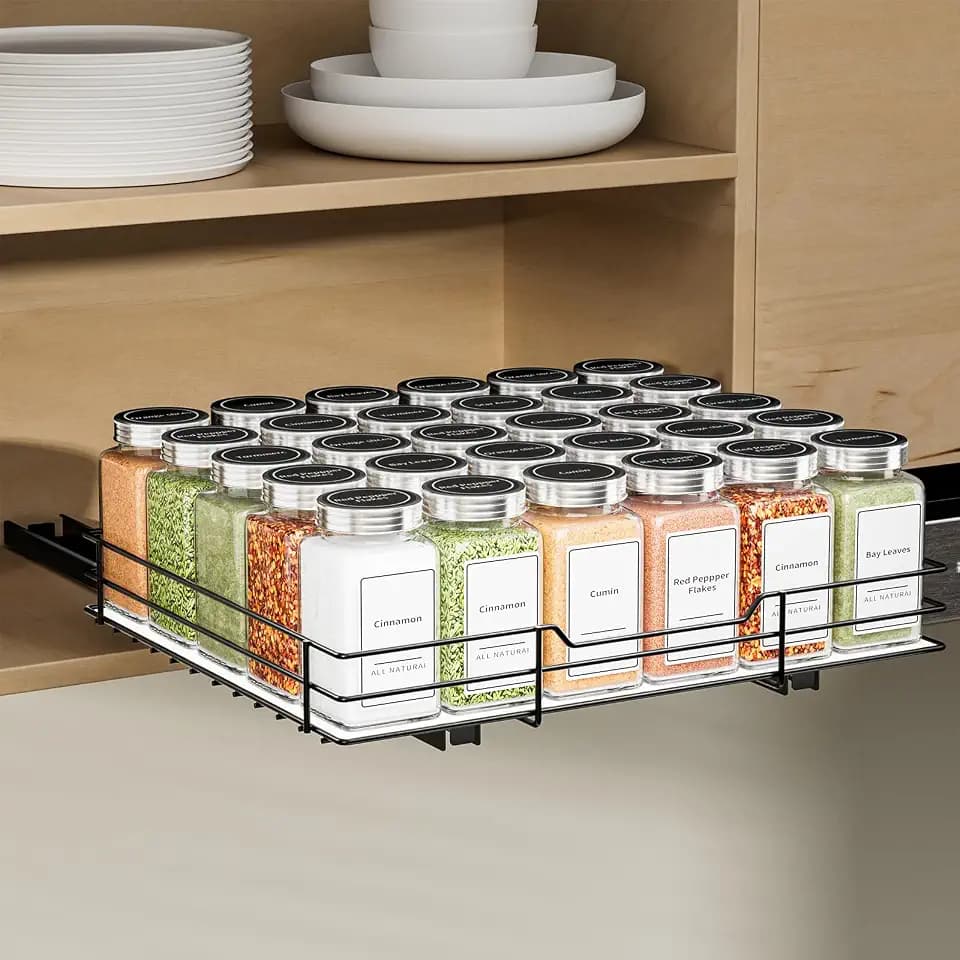 Ausziehbares Gewürzregal Für Schrank, Gewürzregal Schwarz, Gewürz Organizer