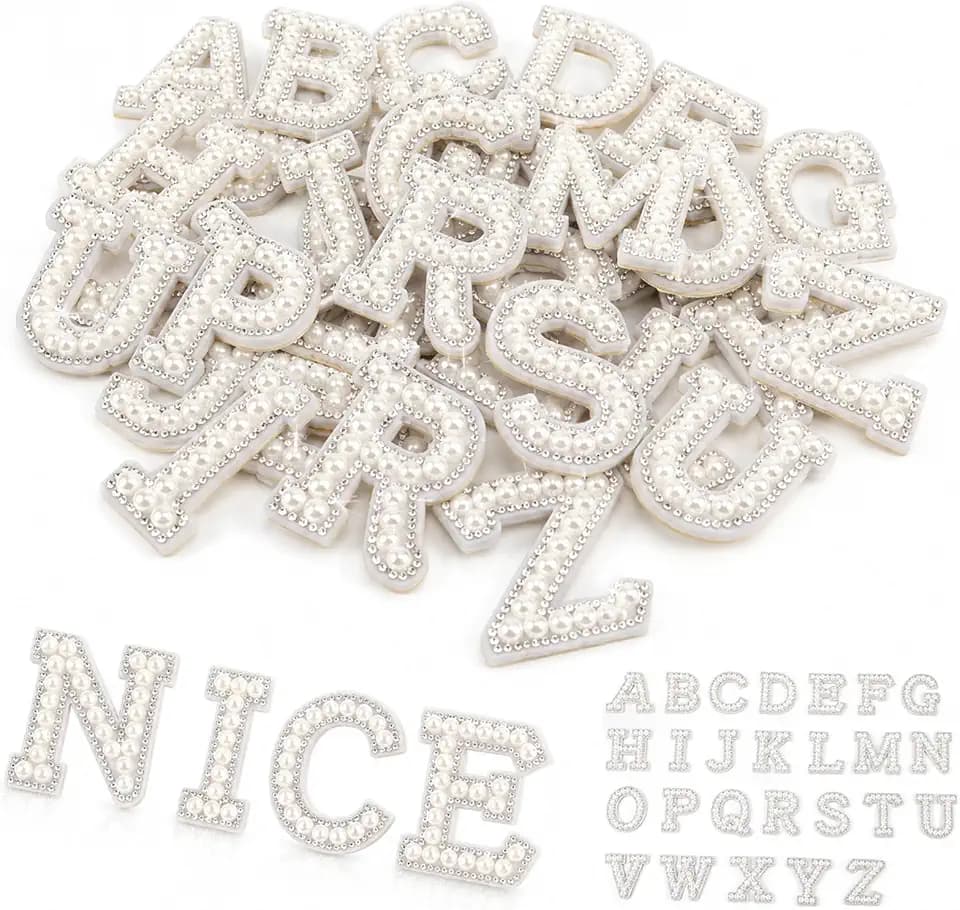 Solivive 26 Stk Selbstklebende Perlen Buchstaben Strasss Buchstaben Patches