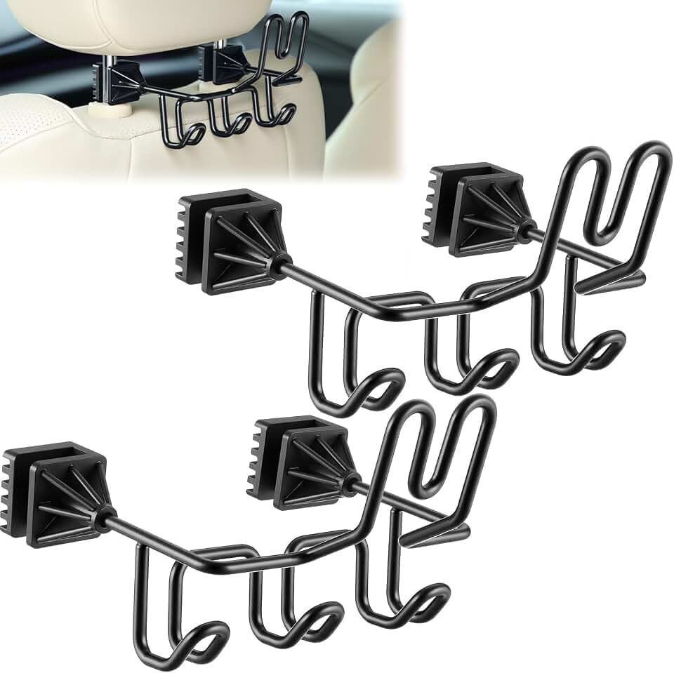 Hard Hat Holder for Truck Car Helmet Organizer, Triple Hooks, Black, 2 Pcs