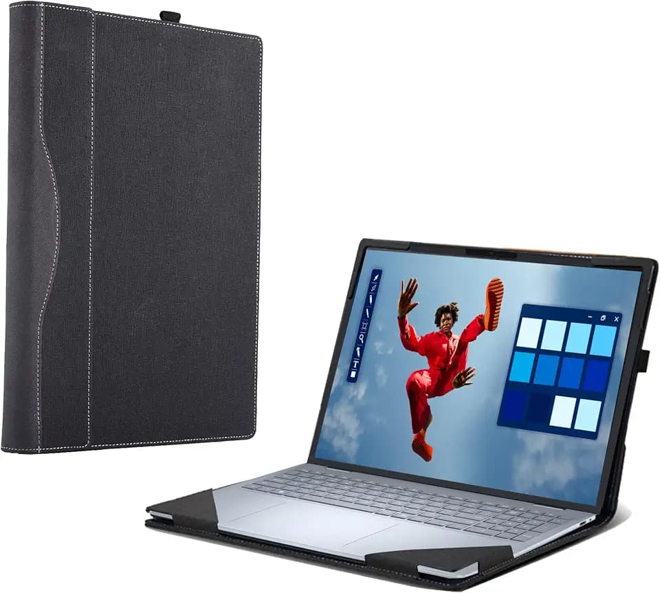Laptop Case for Dell 16 Plus DB16250 DB16255|16 Plus 2-in-1 DB06250 [Not Other Models] All Inclusive Drop Case 16" PU Leather Protective Laptop Bag Detachable Shell (Dark Gray)