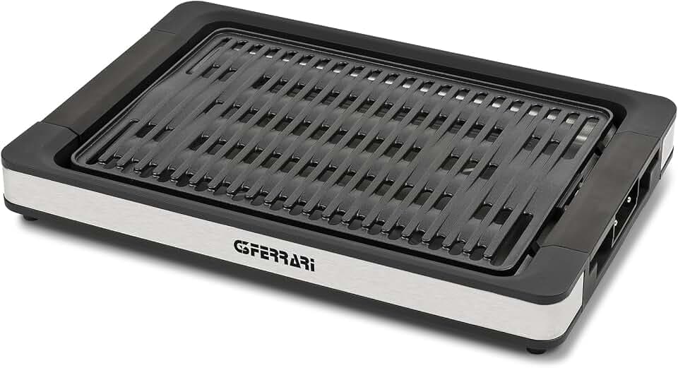 G3 Ferrari G10206 Tito Elektrogrill, 1800 W, Temperaturregelung, XL-Grillplatte 36,5 x 25,5 cm, Sicherheitssystem, Rauchfrei, Fettauffangschale, Vollständig zerlegbar, Schwarz