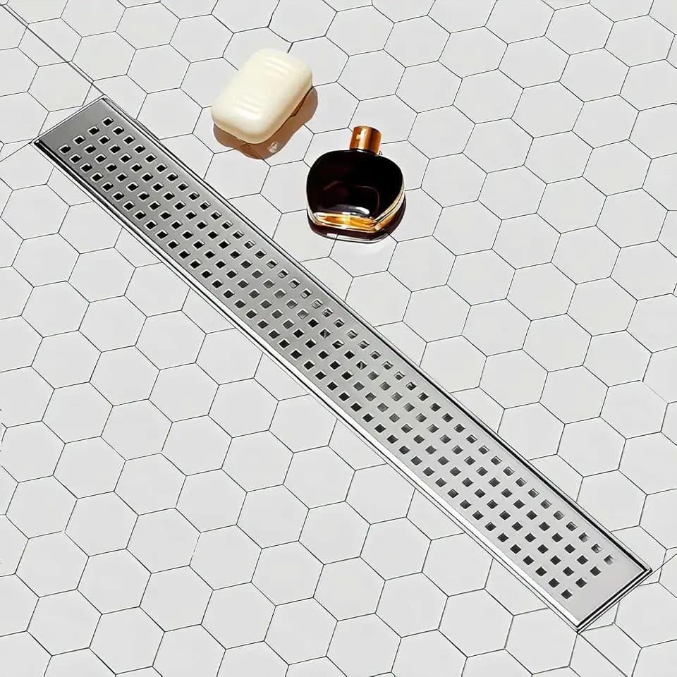 SaniteModar Linear Shower Drain 30 inch Brushed with Square Hole Panel
