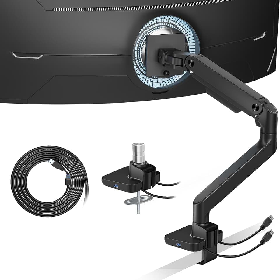 ARES WING Monitorhalterung 17–49 Zoll Bildschirme bis 20kg mit USB, schwarz